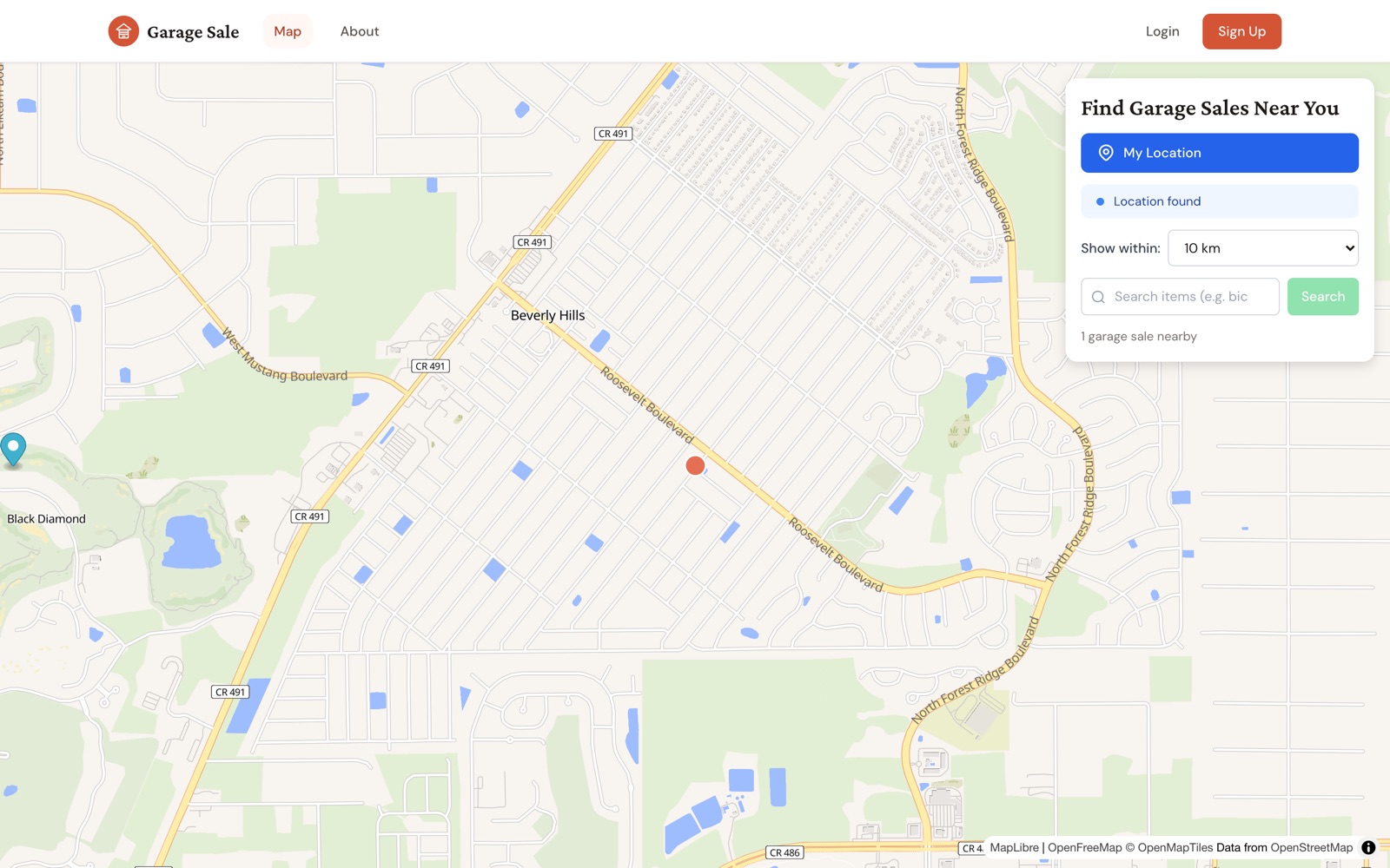 GarageSale map — browse sales near you